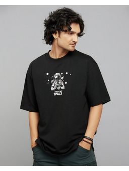 ROOKIES - Black Half Sleeves Round Neck Oversized Tee