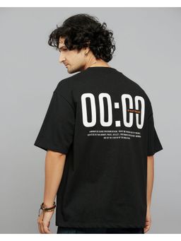 ROOKIES - Black Half Sleeves Round Neck Oversized Tee
