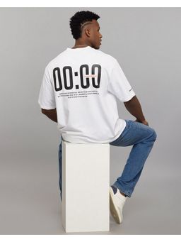 ROOKIES - White Half Sleeves Round Neck Oversized Tee
