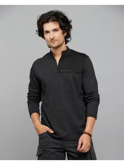 ROOKIES - Charcoal Full Sleeves Zipper Neck Tee