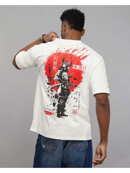 ROOKIES - White Half Sleeves Round Neck Oversized Tee
