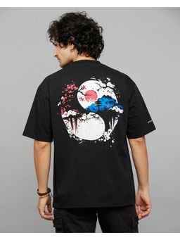 ROOKIES - Black Half Sleeves Round Neck Oversized Tee
