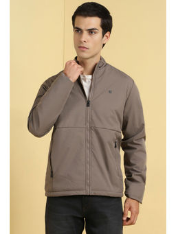 Allen Solly - Men Brown Textured Full Sleeves Casual Jacket