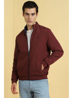 Allen Solly - Men Maroon Solid Full Sleeves Casual Jacket