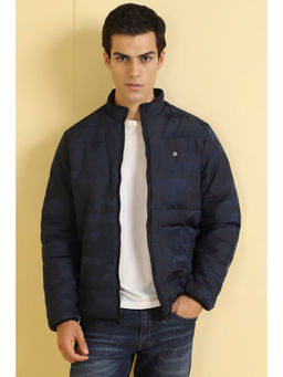 Allen Solly - Men Navy Blue Print Full Sleeves Casual Jacket