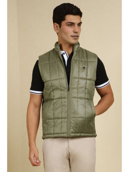 Allen Solly - Men Olive Solid Sleeveless Casual Jacket