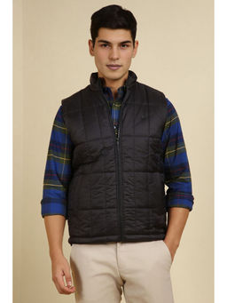 Allen Solly - Men Black Solid Sleeveless Casual Jacket