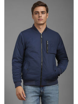 Louis Philippe - Men Casual Navy Blue Solid Jacket