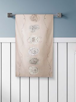 SPACES - Disney Mickey Group 100% Cotton Dobby Weave Smart Lifelong Print Kids Bath Towel Beige