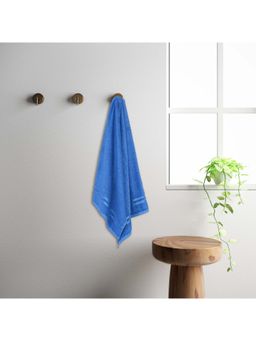 Welspun - Quick Dry 100% Cotton Dobby Weave Plain Bath Towel Soft Dark Blue