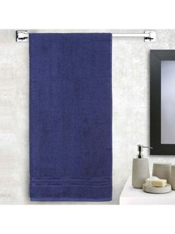 Welspun - Quick Dry 100% Cotton Dobby Weave Plain Bath Towel Soft Dark Blue