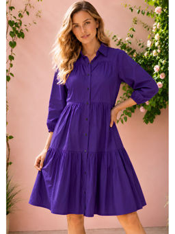 Lounge Dreams - Purple Pure Cotton Shirt Dress