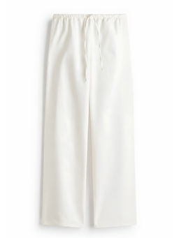 Lounge Dreams - White Solid Denim Comfortable Trouser