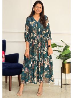 Pink Tree - Women'S Cotton Green Floral Charm Dress