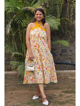 Pink Tree - Women'S Pure Cotton Yellow Sleeveless Dress