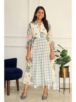 Pink Tree - Women'S Chanderi White Blossom Dress