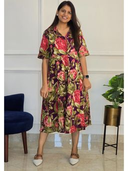 Pink Tree - Women'S Pure Cotton Multi-Color Half Sleeves Dress