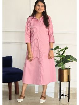Pink Tree - Women'S Cotton Pink Ripple Dress