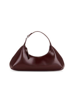 BY FAR - Amberette Semi Patent Leather Shoulder Bag Brown