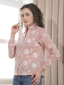 CRIMSOUNE CLUB - Women Peach Embroidery Shirt