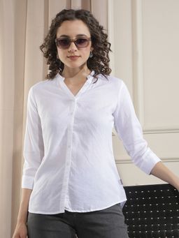 CRIMSOUNE CLUB - Women White Linen Shirt