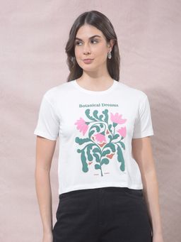 CRIMSOUNE CLUB - Women White Graphic Print T-Shirt