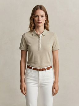GANT - Women Beige Contrast Polo T-Shirt