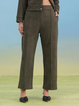 CRIMSOUNE CLUB - Women Olive Straight Winter Pant