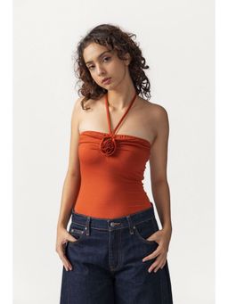 PAST MODERN - Orange Flower Necktie Top