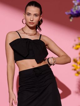 STREET 9 - Black Bow Crop Top