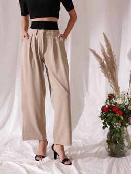 STREET 9 - Beige Double Waist Trouser