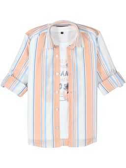 CAVIO - Boys Full Sleeves Striped Casual Shirt with T-Shirt