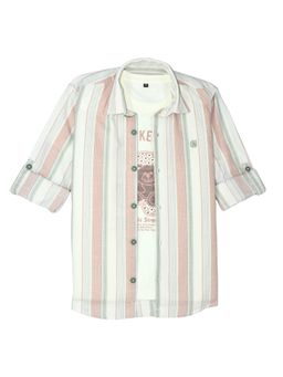 CAVIO - Boys Full Sleeves Striped Casual Shirt with T-Shirt