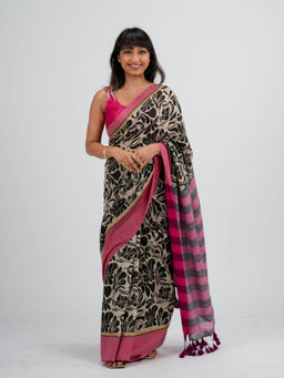 Suta - Multi-Color Floral Pure Cotton Saree without Blouse Piece