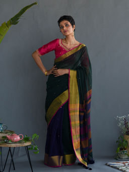 Suta - Multi-Color Woven Pure Cotton Saree without Blouse Piece