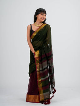 Suta - Multi-Color Woven Pure Cotton Saree without Blouse Piece