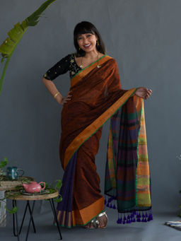 Suta - Multi-Color Woven Pure Cotton Saree without Blouse Piece