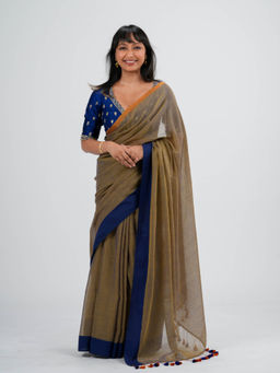Suta - Tan Solid Pure Cotton Saree without Blouse Piece