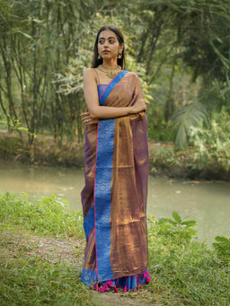 Suta - Brown Color Cotton Woven Saree without Blouse Piece