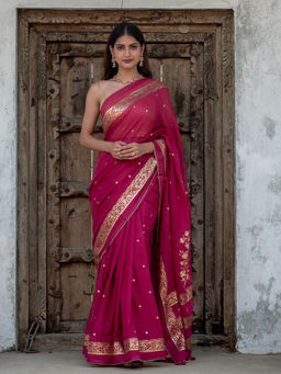 Suta - Pink Color Cotton Saree without Blouse Piece