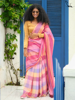 Suta - Multi-Color Mul Cotton Saree without Blouse Piece