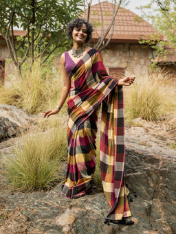 Suta - Multi-Color Cotton Saree without Blouse Piece