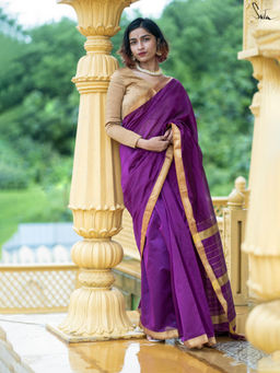 Suta - Purple Cotton Silk Saree without Blouse Piece