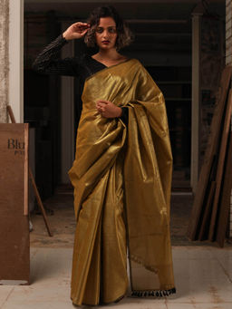Suta - Gold Color Zari Silk Saree without Blouse Piece