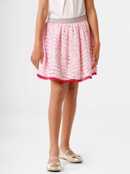 Kate & Oscar - Girls Pink Textured Knee Length Skirt