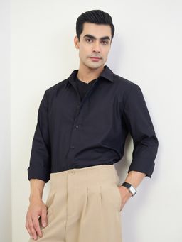 Styli - Men Regular Fit Full Sleeve Solid Cotton Blend Shirt