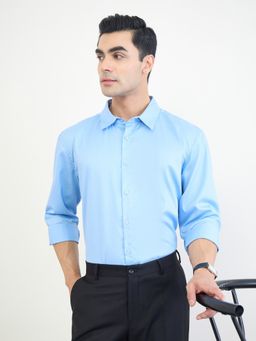 Styli - Men Regular Fit Full Sleeve Solid Cotton Blend Shirt