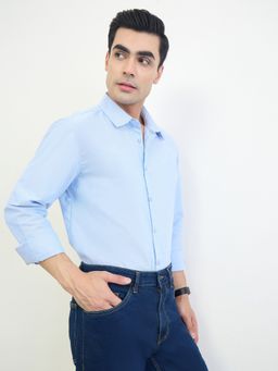 Styli - Men Regular Fit Full Sleeve Solid Cotton Blend Shirt
