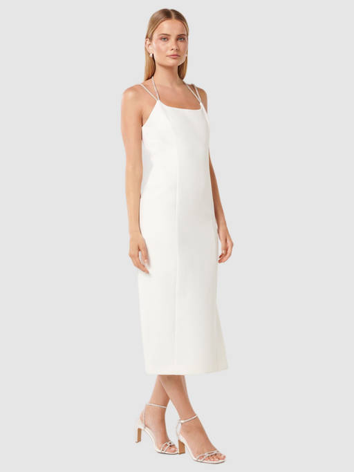 Forever New White Denim Midi Dress Josephine Curve Short Sleeves Denim Dress By Forever New Curve Online THE  ICONIC Australia