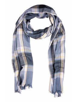 The Tie Hub - Sky Blue With Yellow Checks Pure Viscose Scarf